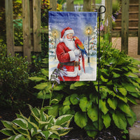 Scarlet Macaw with Santa Claus Garden Flag