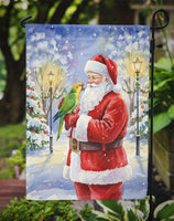 Yellow Naped Amazon with Santa Claus Garden Flag