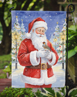 Zebra Finch with Santa Claus Garden Flag