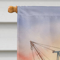 Cajun Santa Claus Decorating a Shrimp Boat Christmas House Flag