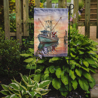 Cajun Santa Claus Decorating a Shrimp Boat Christmas Garden Flag