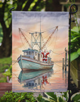 Cajun Santa Claus Decorating a Shrimp Boat Christmas Garden Flag