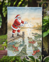 Cajun Santa Claus Feeding the Gators Christmas Garden Flag