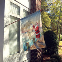 Fishing Santa Claus with Castnet Christmas House Flag