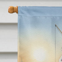 Fishing Santa Claus with Rainbow Trout Christmas House Flag