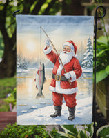 Fishing Santa Claus with Rainbow Trout Christmas Garden Flag