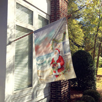 Santa Claus by the Seaside Cottage Christmas House Flag