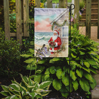 Santa Claus by the Seaside Cottage Christmas Garden Flag