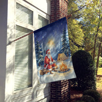 Santa Claus Camping by the Fire Christmas House Flag