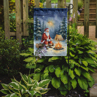 Santa Claus Camping by the Fire Christmas Garden Flag