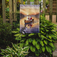 Santa Claus Canoeing at Sunset Christmas Garden Flag