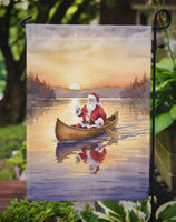 Santa Claus Canoeing at Sunset Christmas Garden Flag