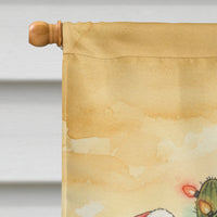 Santa Claus Decorating a Cactus Christmas House Flag