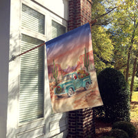 Santa Claus Delivering Gifts in an Old Pickup  Christmas House Flag