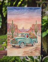 Santa Claus Delivering Gifts in an Old Pickup  Christmas Garden Flag