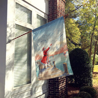 Santa Claus Feeding the Seagulls Christmas House Flag