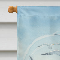 Santa Claus Feeding the Seagulls Christmas House Flag