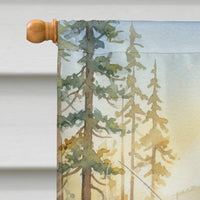 Santa Claus Fly-Fishing at Sunrise Christmas House Flag