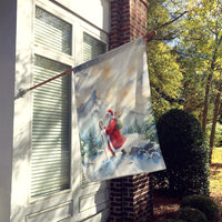 Santa Claus Hiking in the Mountains Christmas House Flag