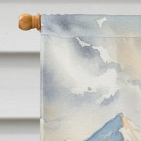 Santa Claus Hiking in the Mountains Christmas House Flag