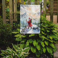 Santa Claus Hiking in the Mountains Christmas Garden Flag