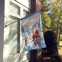 Santa Claus Ice Fishing on the Lake Christmas House Flag