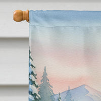 Santa Claus Ice Fishing on the Lake Christmas House Flag