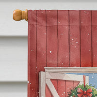 Santa Claus in the Barn with Animals Christmas House Flag