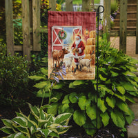 Santa Claus in the Barn with Animals Christmas Garden Flag