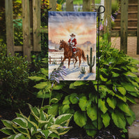 Santa Claus on Horseback at the Ranch Christmas Garden Flag