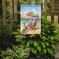 Santa Claus on the Beach Christmas Garden Flag