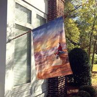 Santa Claus on the Red Rocks Christmas House Flag