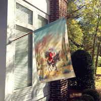 Santa Claus Riding a Burro Christmas House Flag