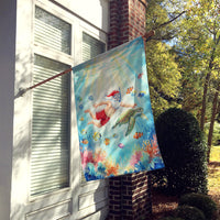 Santa Claus Snorkeling with a Sea Turtle Christmas House Flag