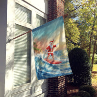 Santa Claus Surfing the Pacific Christmas House Flag