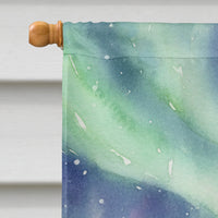 Santa Claus Watching the Northern Lights Christmas House Flag