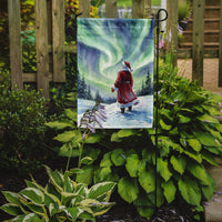 Santa Claus Watching the Northern Lights Christmas Garden Flag