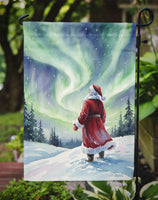 Santa Claus Watching the Northern Lights Christmas Garden Flag