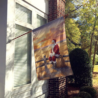 Santa Claus Watching the Sunset on the Prairie Christmas House Flag