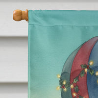 Santa Claus with a Hot-Air Balloon Christmas House Flag
