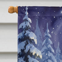 Santa Claus with a Lantern in the Woods Christmas House Flag