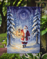 Santa Claus with a Lantern in the Woods Christmas Garden Flag