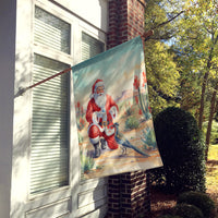 Santa Claus with a Roadrunner Christmas House Flag