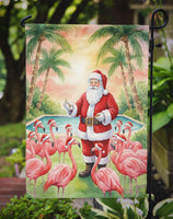 Santa Claus with Flamingos Christmas Garden Flag