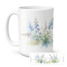 Caroline's Treasures Annual Larkspur Flowers Ceramic Coffee Mug 15 oz