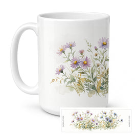Caroline's Treasures Asters Flowers Ceramic Coffee Mug 15 oz