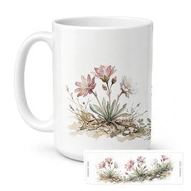 Caroline's Treasures Bitterroot Flowers Ceramic Coffee Mug 15 oz