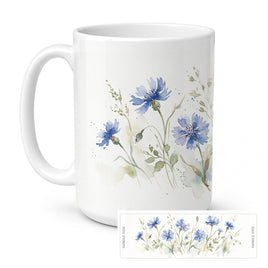 Caroline's Treasures Blue Cornflowers Flowers Ceramic Coffee Mug 15 oz