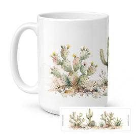 Caroline's Treasures Cactus Flowers Ceramic Coffee Mug 15 oz