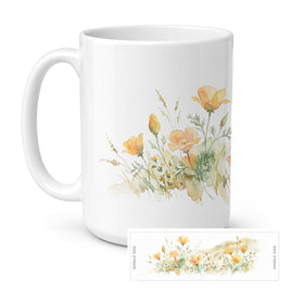 Caroline's Treasures California Poppies Flowers Ceramic Coffee Mug 15 oz